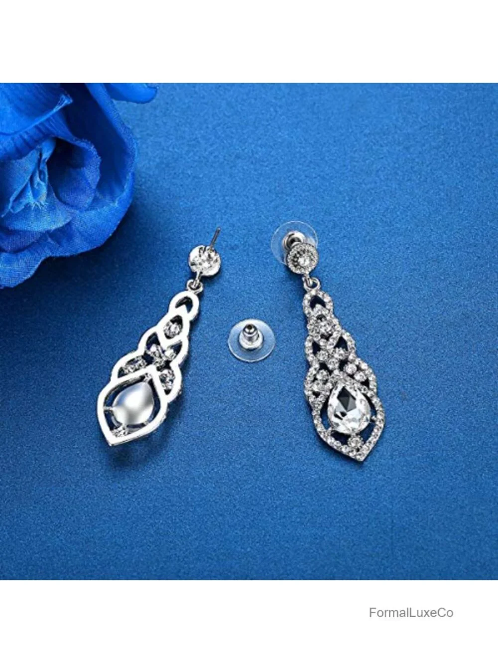 Silver Plated Crystal Chandelier Dangle Earrings Drop Jewelry